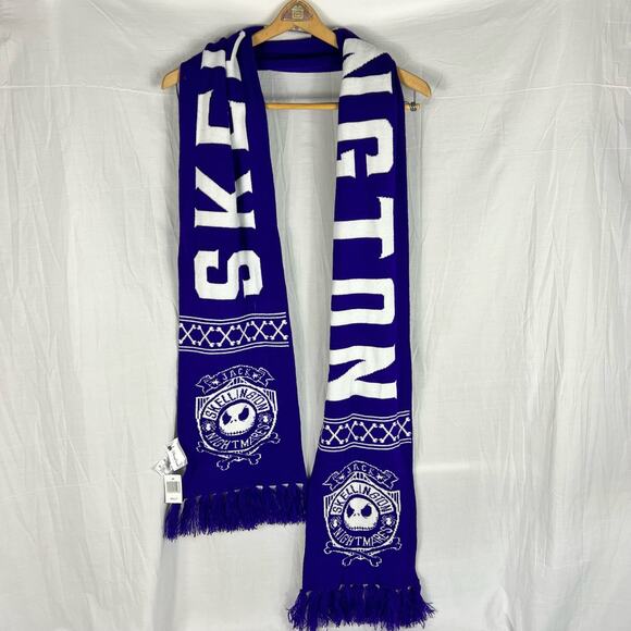 Disney Parks Nightmare Before Christmas Jack Skellington Fringed Scarf Purple - Picture 1 of 6